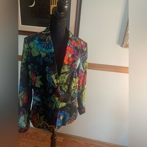 Beautiful Black floral Chico’s Jacket size 2, like new!
